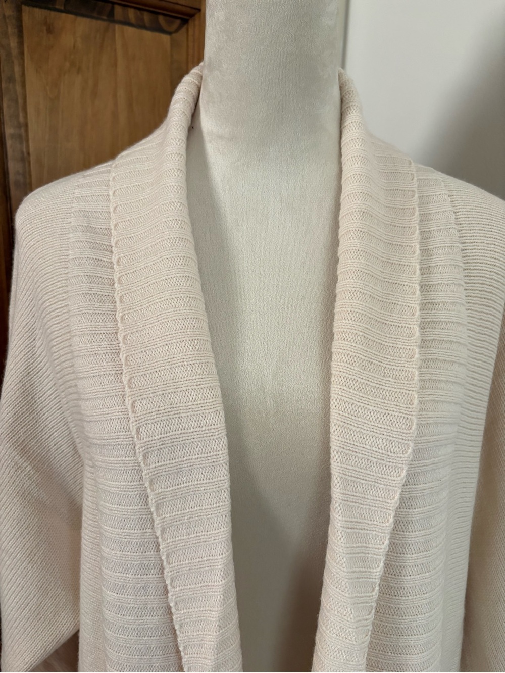 Princess Polly Cream Longline Duster Cardigan Ribbed Open Front Sweater L/XL - Picture 2 of 11